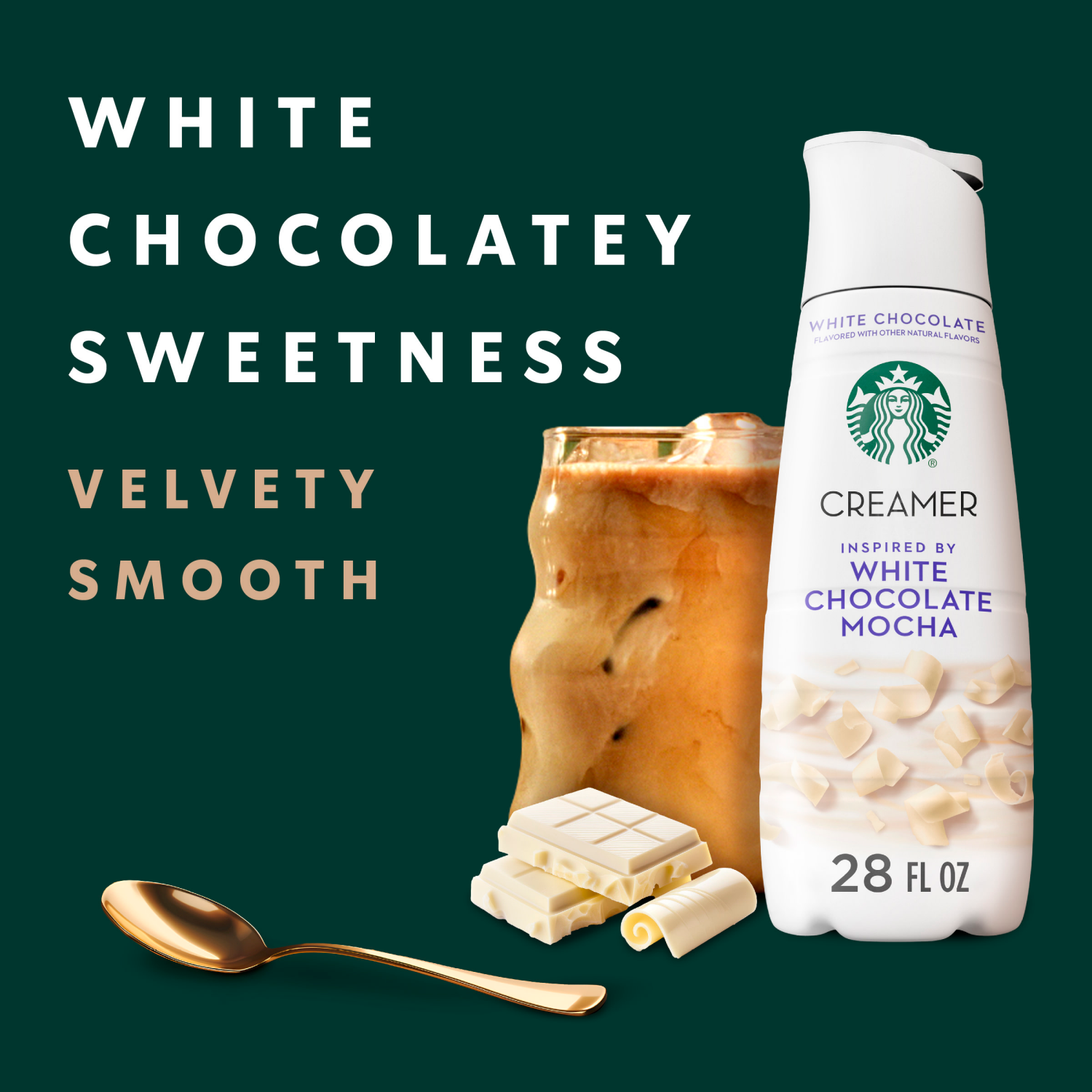 slide 4 of 8, Starbucks White Chocolate Flavored Coffee Creamer, Inspired by White Chocolate Mocha, 28 fl oz