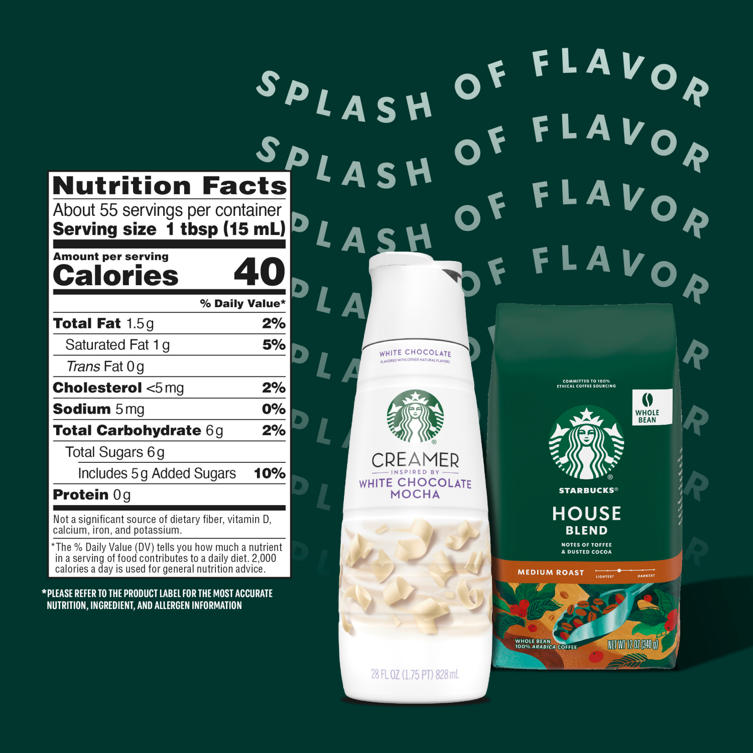 slide 5 of 8, Starbucks White Chocolate Flavored Coffee Creamer, Inspired by White Chocolate Mocha, 28 fl oz