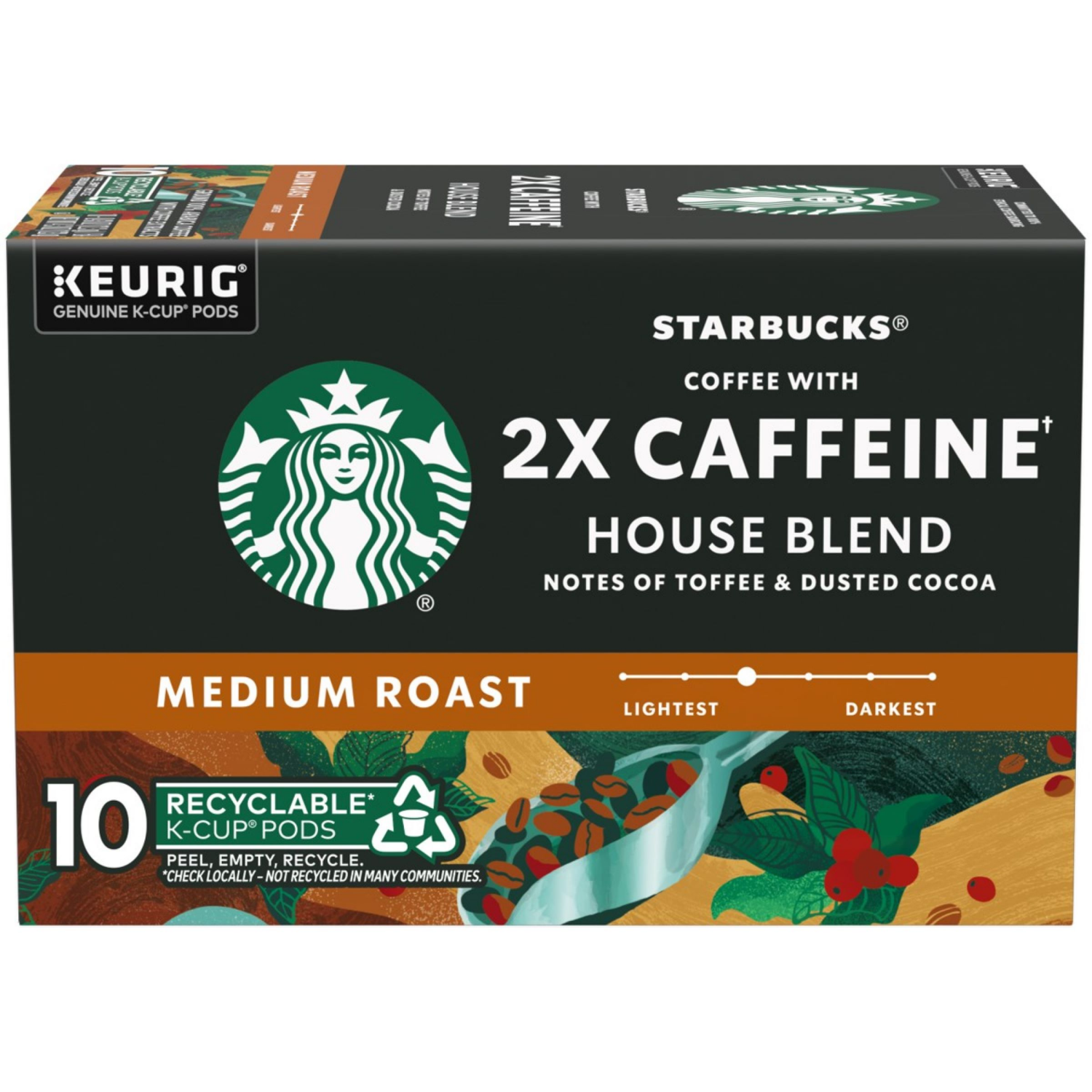 slide 1 of 1, Starbucks K-Cup 2X Caffeine House Blend 10Ct, 10 ct