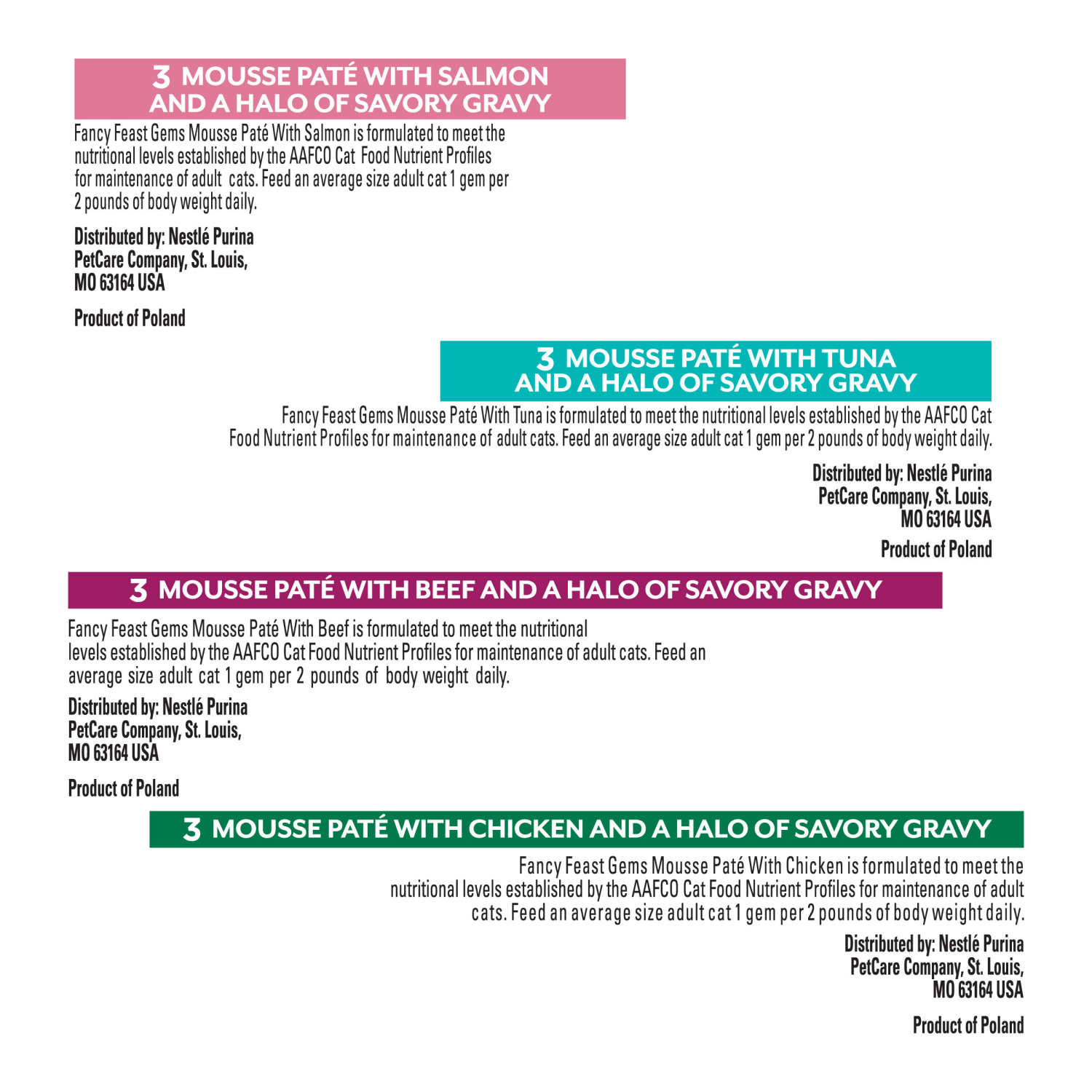 slide 2 of 8, Fancy Feast Gems Pate Cat Food Mousse and a Halo of Savory Gravy Wet Cat Food Variety Pack - (12) 4 oz. Boxes, 24 ct