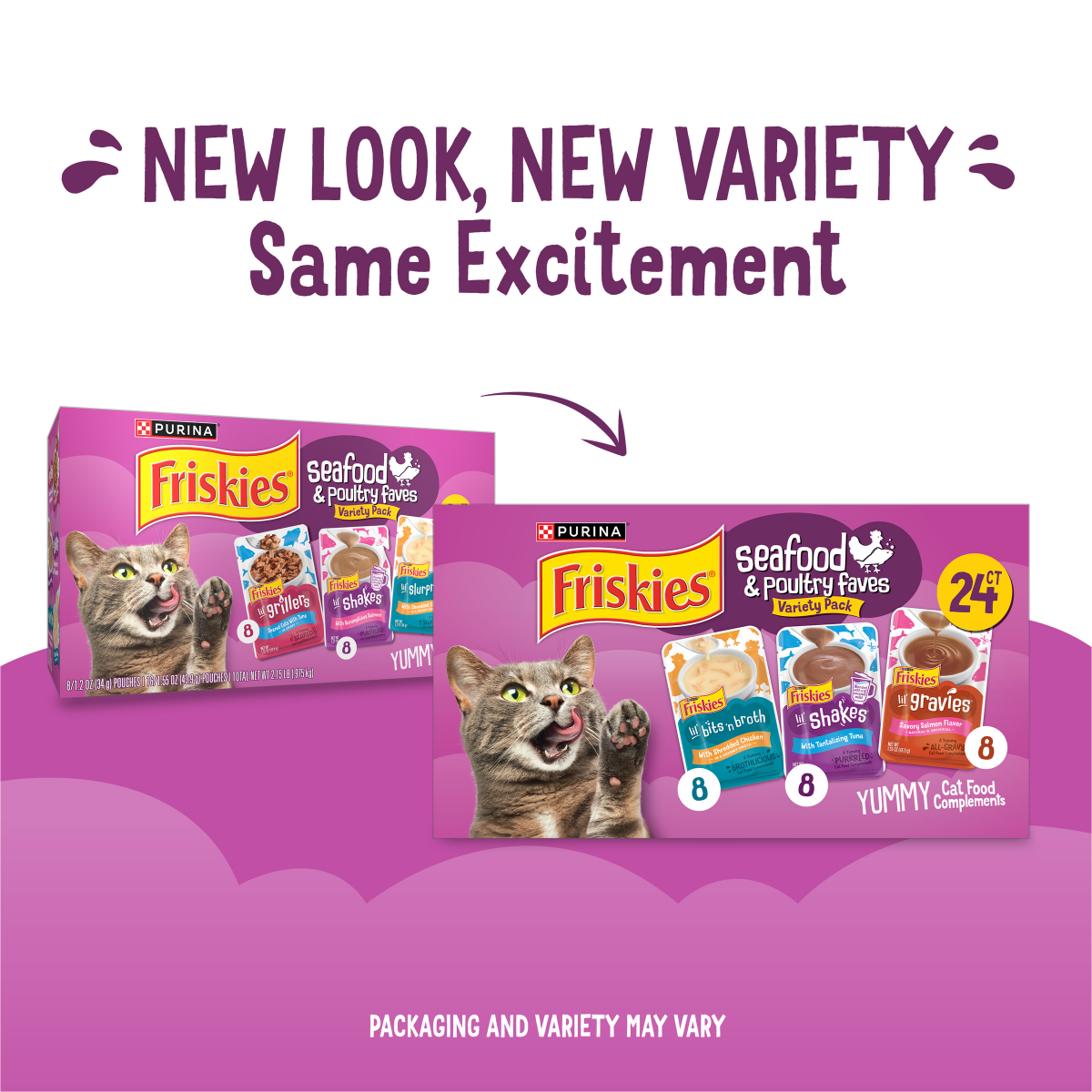slide 5 of 8, Purina Friskies Seafood and Poultry Faves Variety Pack Gravy Cat Food Complement - (1), 24 ct