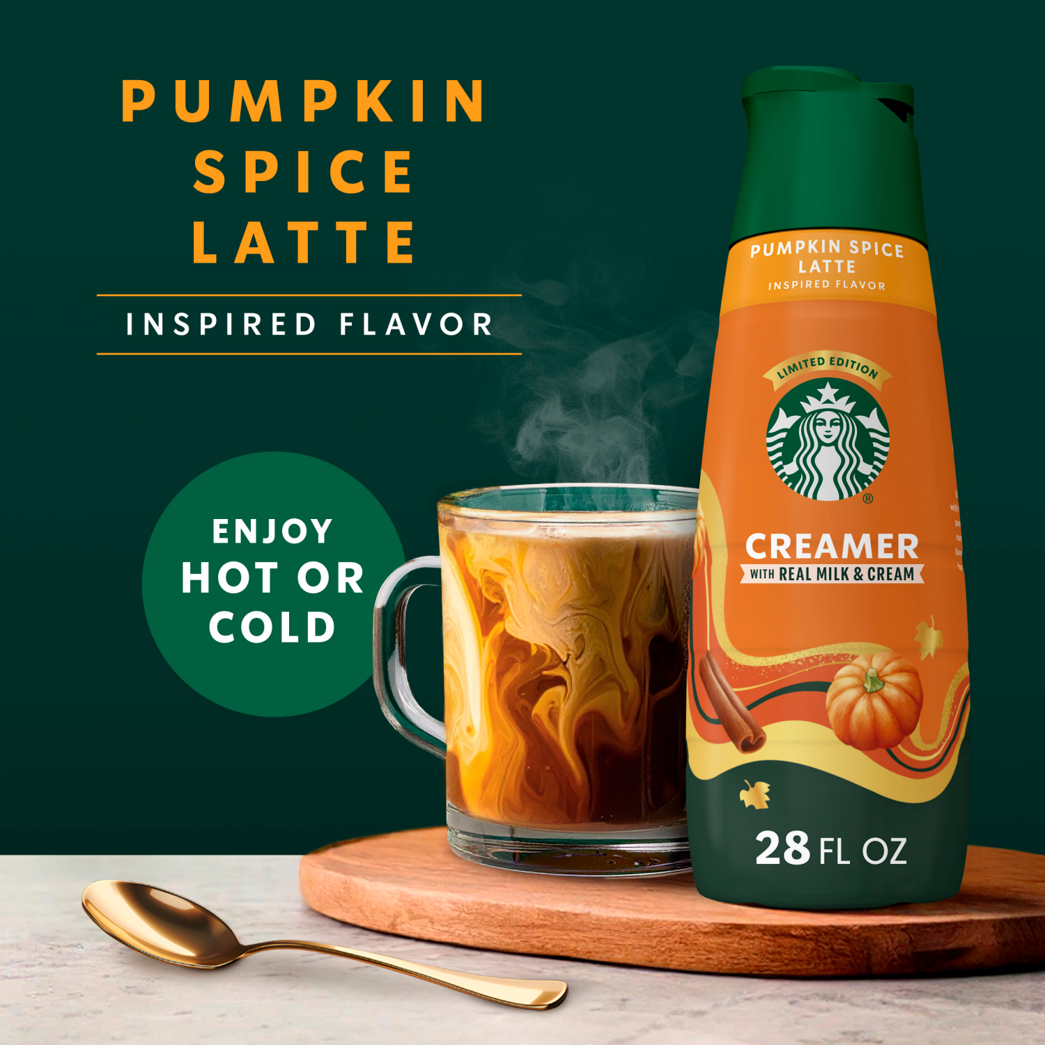 slide 7 of 8, Starbucks Pumpkin Spice Flavored Coffee Creamer, Inspired by Pumpkin Spice Latte, Dairy Coffee Creamer, 28 fl oz, 28 fl oz