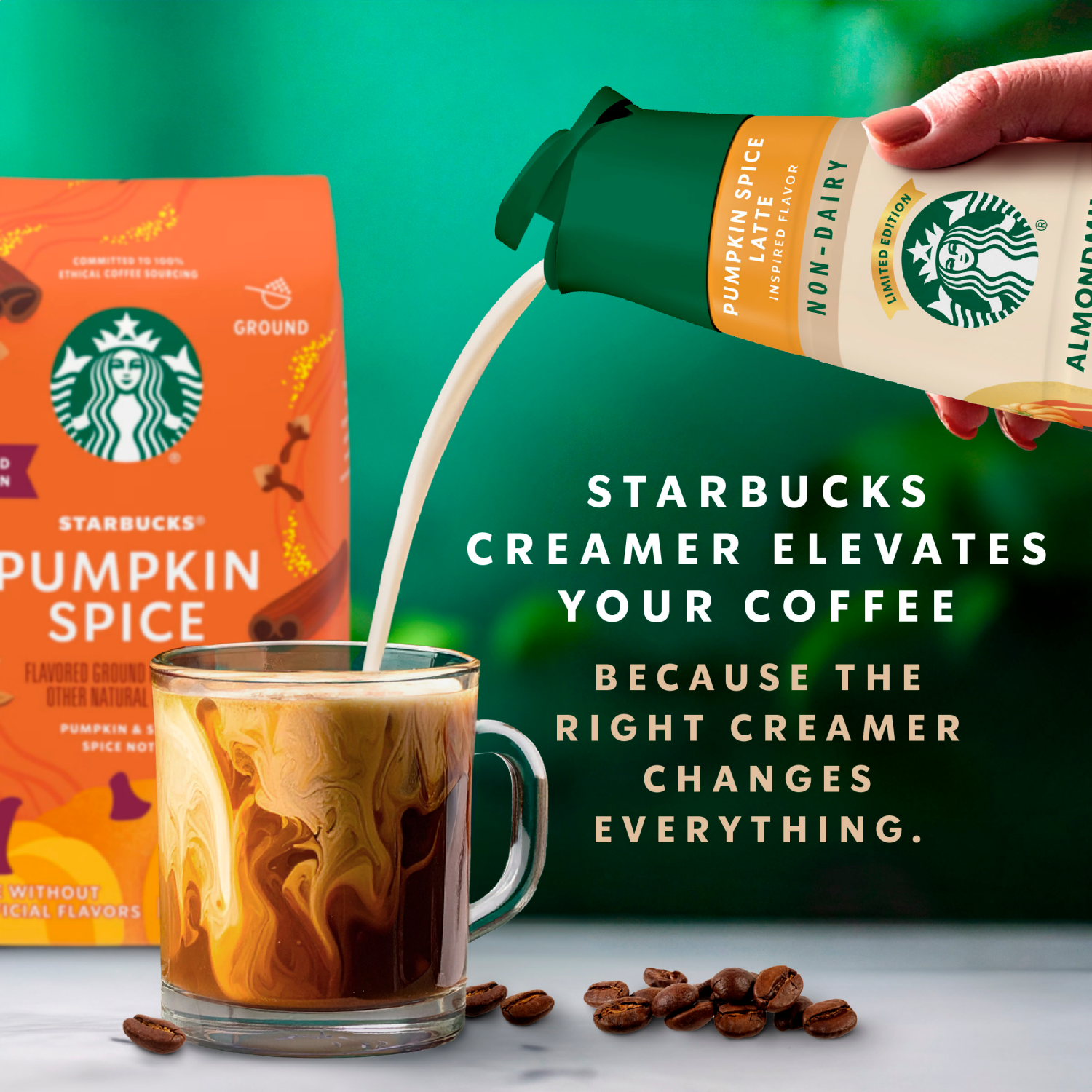 slide 8 of 8, Starbucks Pumpkin Spice Flavored Coffee Creamer, Inspired by Pumpkin Spice Latte, Dairy Coffee Creamer, 28 fl oz, 28 fl oz