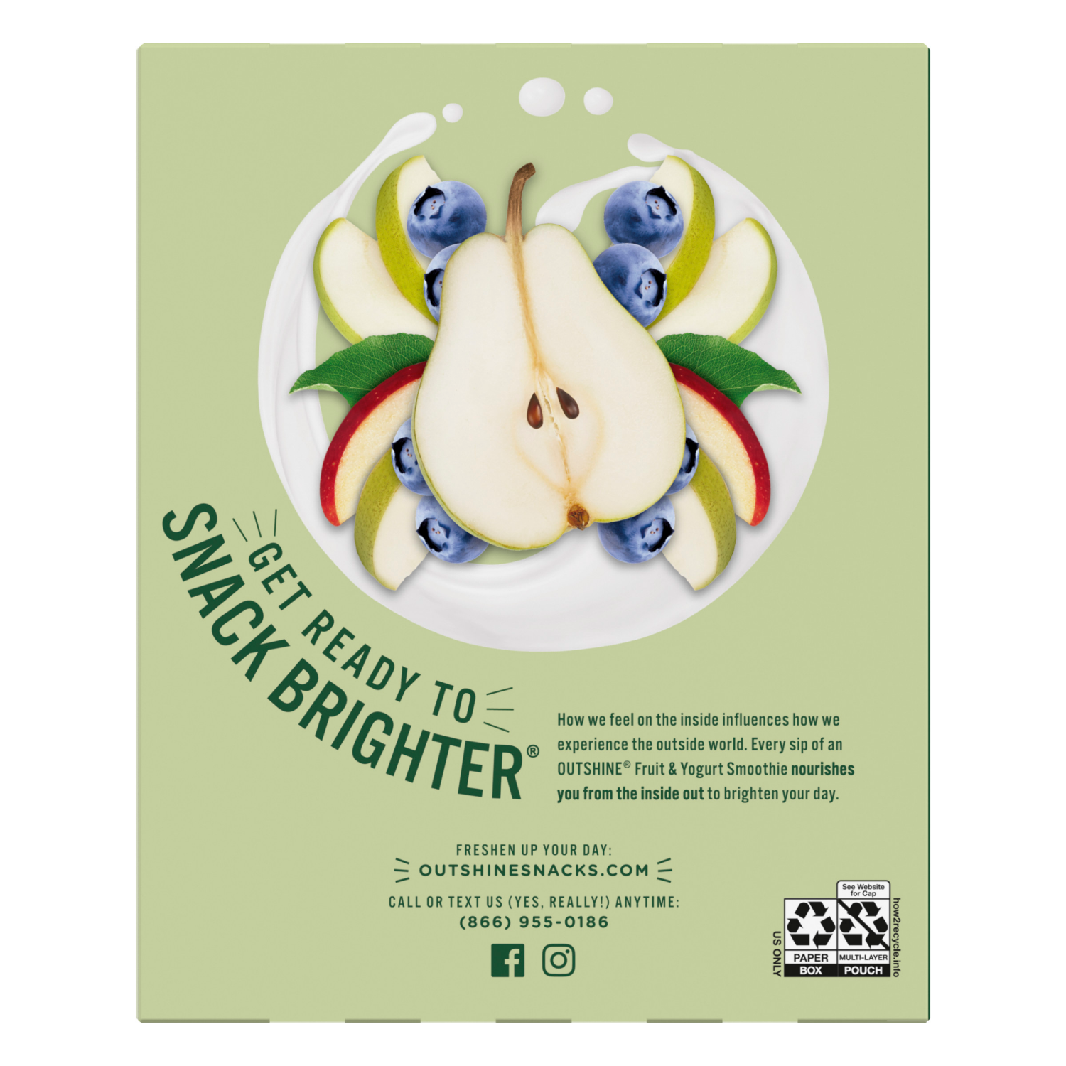 slide 3 of 8, Outshine Fruit & Yogurt Smoothie Blueberry Pear, 4-Pack of 3.5oz Fruit & Yogurt Pouches, 14 oz