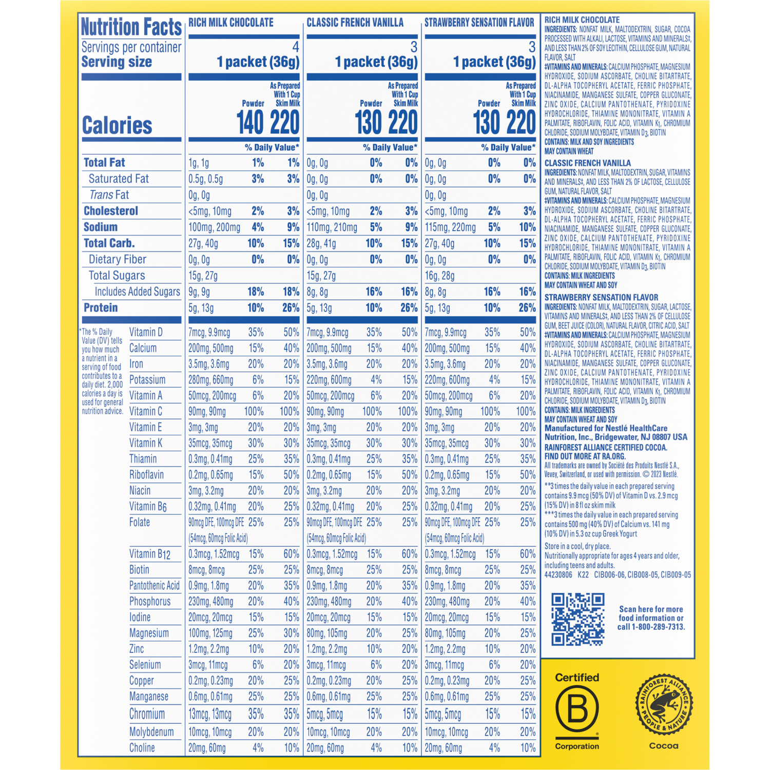slide 2 of 6, Carnation Breakfast Essentials Variety Pack Complete Nutritional Drink - 10 ct; 1.26 oz, 1.26 oz