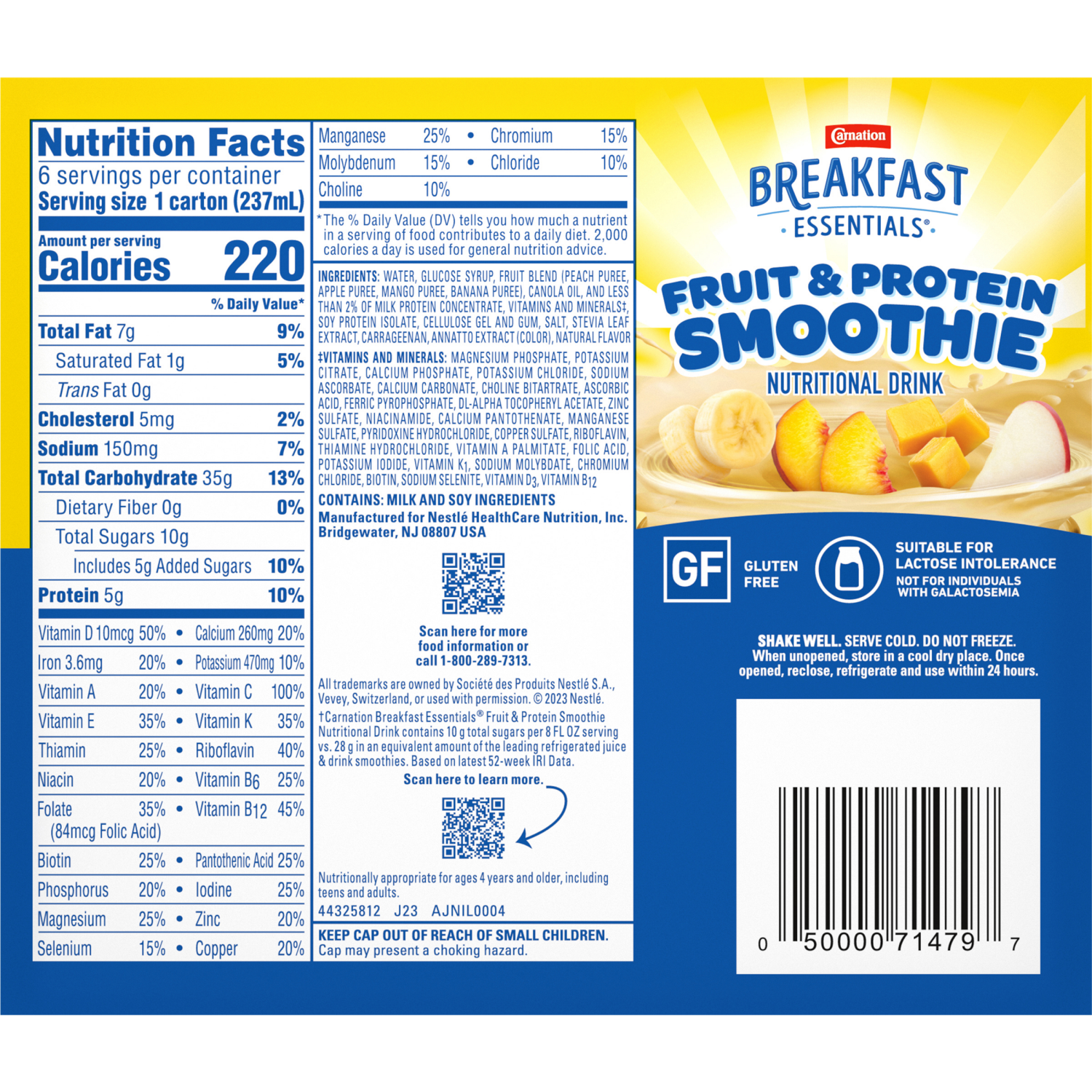 slide 2 of 6, Carnation Fruit Protein Smoothie Tropical, 48 oz