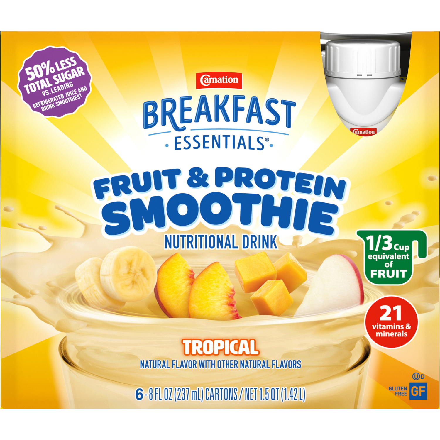 slide 1 of 6, Carnation Fruit Protein Smoothie Tropical, 48 oz