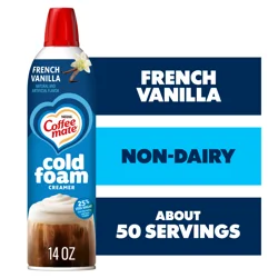 Coffee mate French Vanilla Flavored Cold Foam Creamer, Non-Dairy, 50 Servings 14 oz