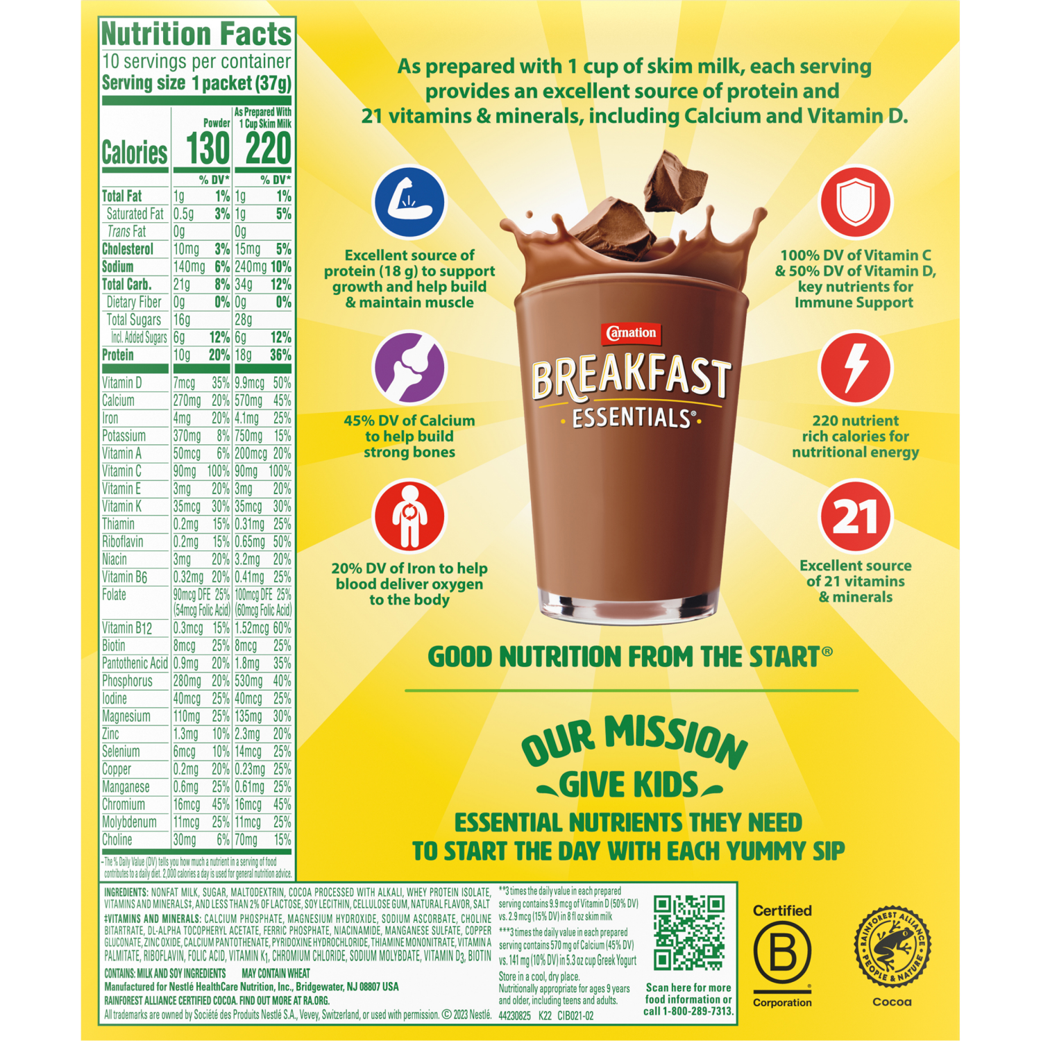slide 2 of 6, Carnation Breakfast Essentials High Protein Rich Milk Chocolate Nutritional Drink Mix 10 ea, 10 ct