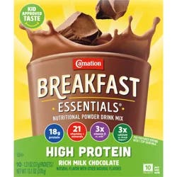 Carnation Breakfast Essentials High Protein Rich Milk Chocolate Nutritional Drink Mix 10 ea