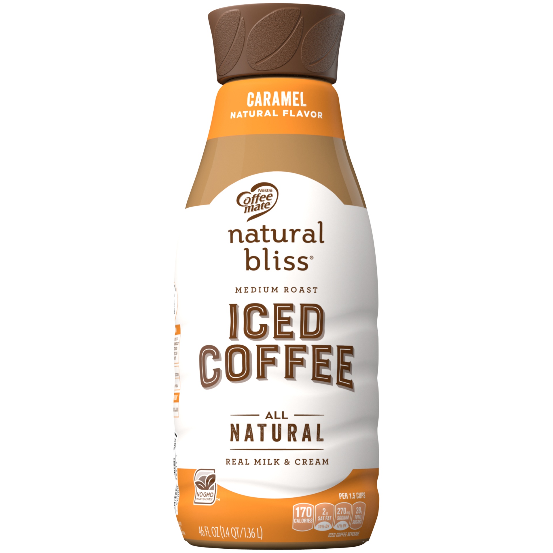 slide 2 of 8, Nestle Coffeemate Natural Bliss Iced Coffee Caramel Bottle, 46 fl oz