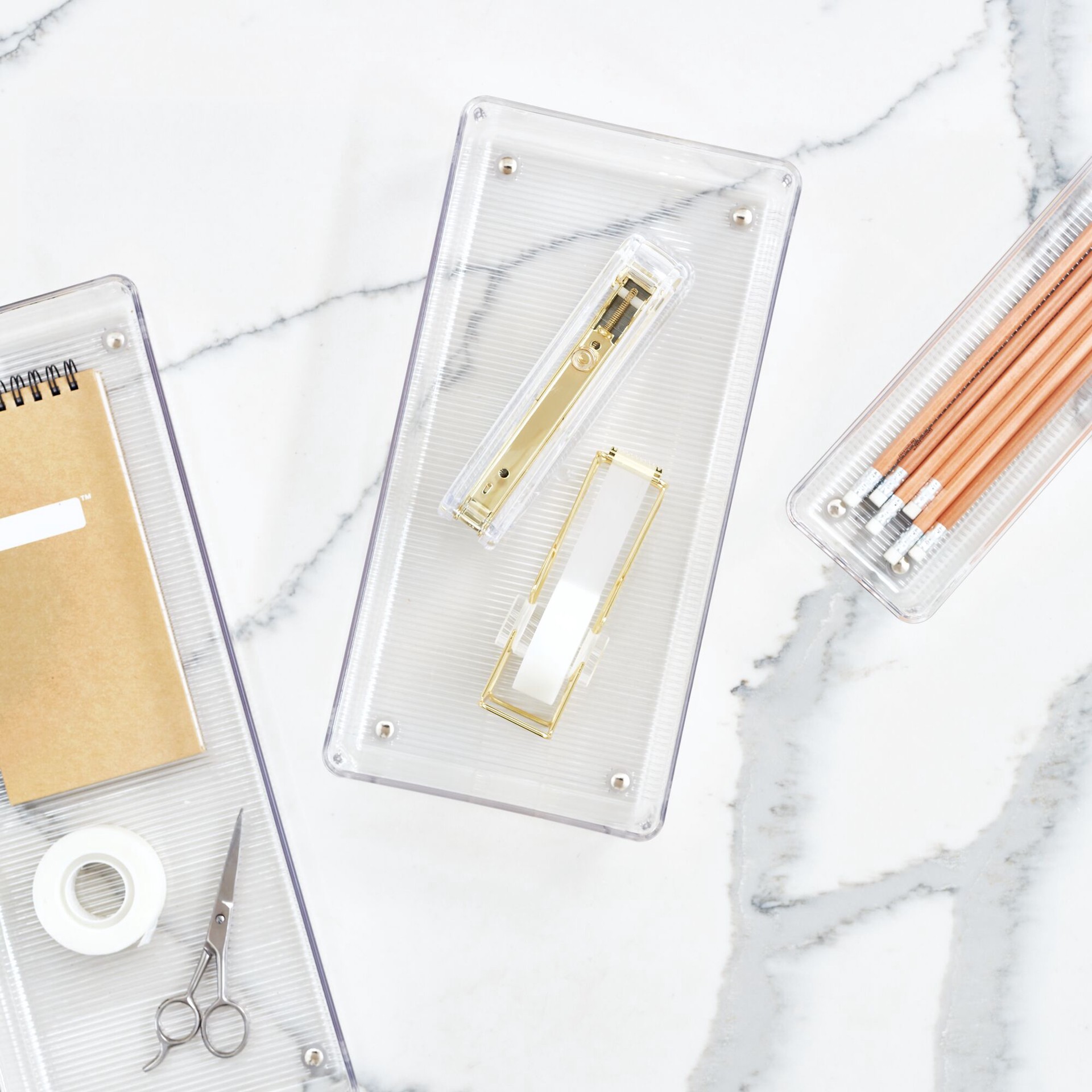 slide 4 of 6, iDesign 12-in x 6-in Clear Plastic Drawer Organizer, 1 ct