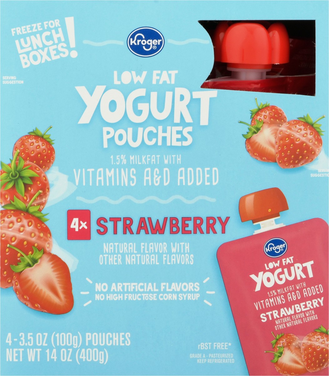slide 3 of 11, Kroger Strawberry Yogurt Pouches - 4 ct; 3.5 oz, 4 ct; 3.5 oz