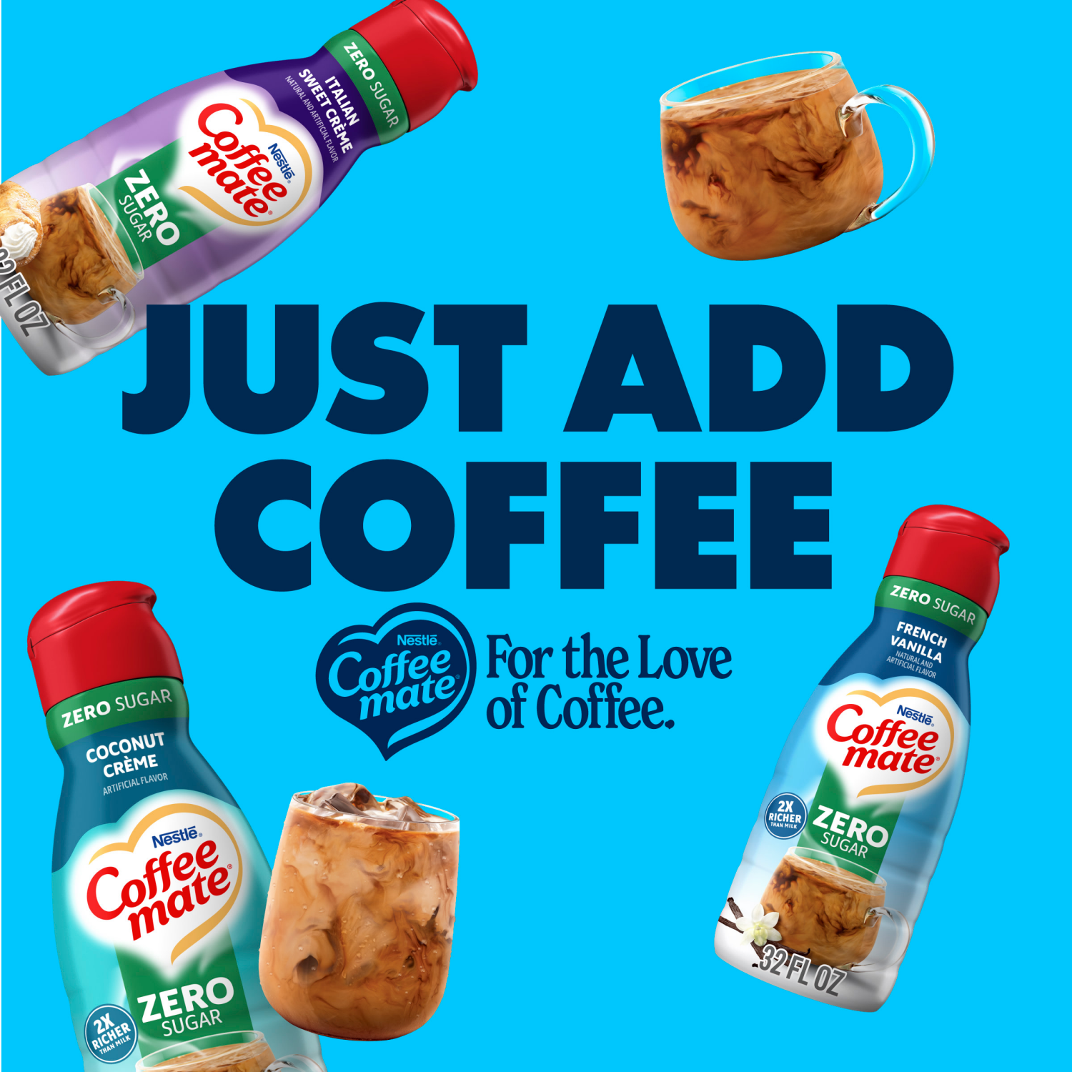 slide 3 of 8, Coffee mate Sugar Free French Vanilla Liquid Coffee Creamer 32 fl oz., 32 fl oz