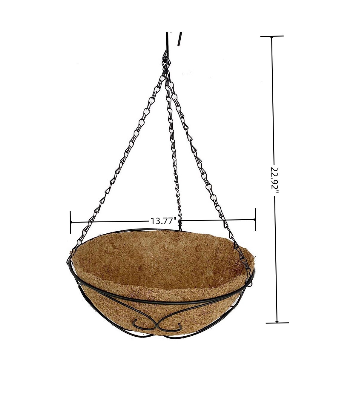 slide 3 of 5, Style Selections Round 14.0-in W x 22.92-in H x Black Metal Indoor/Outdoor Hanging planter Stand Included, 1 ct