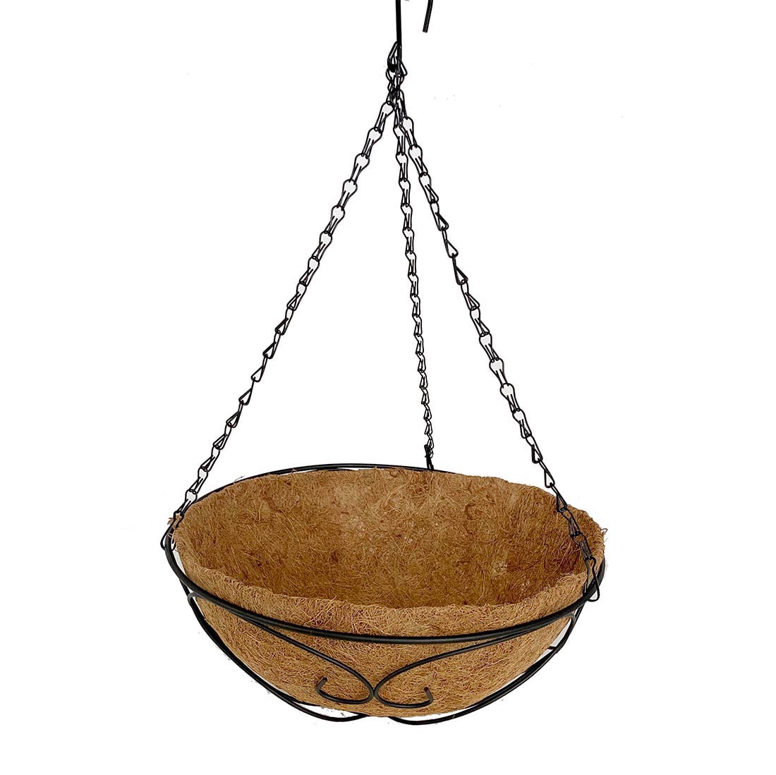 slide 1 of 5, Style Selections Round 14.0-in W x 22.92-in H x Black Metal Indoor/Outdoor Hanging planter Stand Included, 1 ct