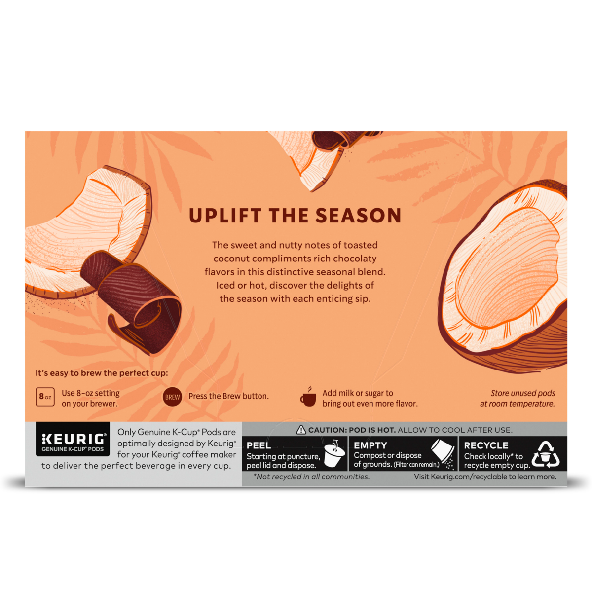 slide 4 of 5, Starbucks K-Cup Coffee Pods, Toasted Coconut Mocha Flavored Coffee for Keurig Brewers, 100% Arabica, Limited Edition, 1 Box (10 Pods), 3.7 oz