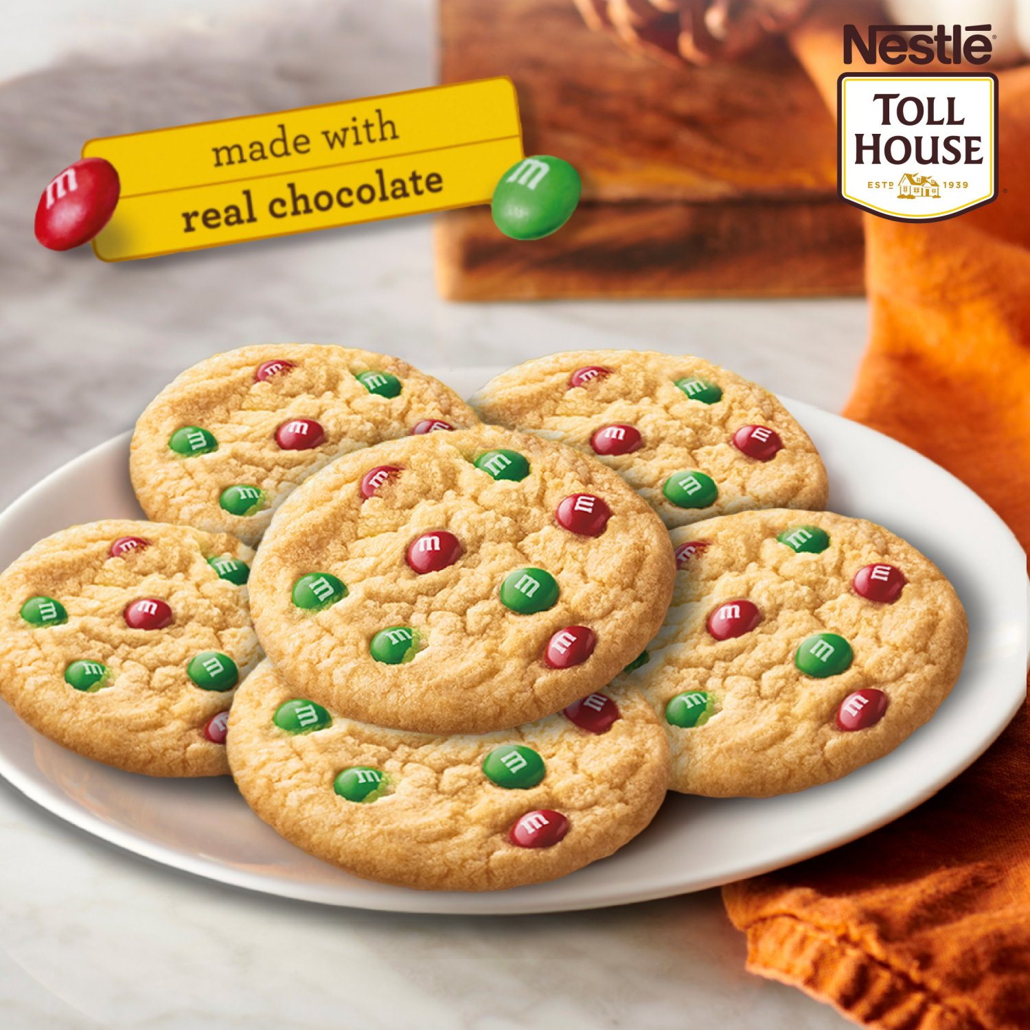 slide 4 of 8, Nestlé M&M'S Minis Holiday Refrigerated Sugar Cookie Dough 14 oz., 14 oz