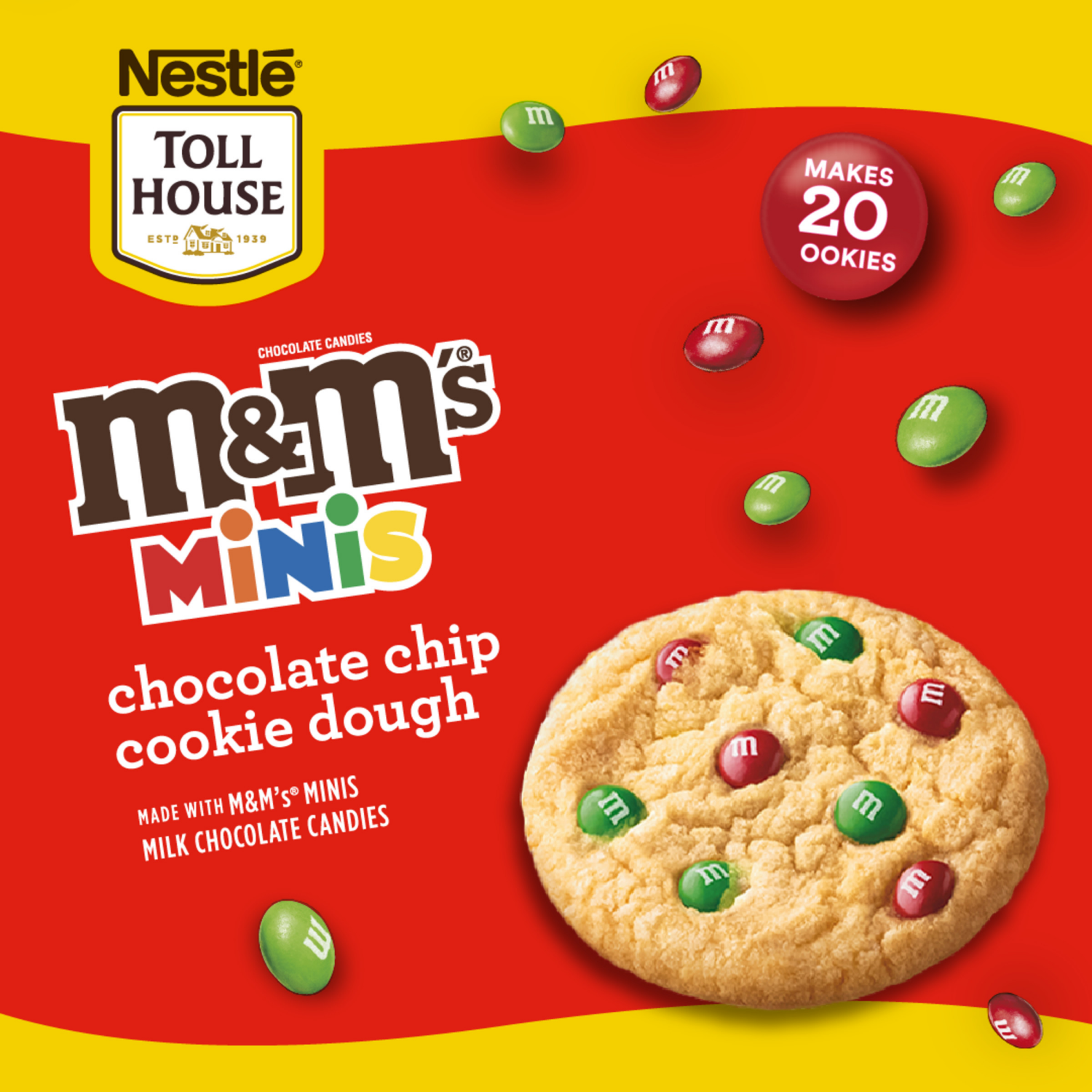 slide 6 of 8, Nestlé M&M'S Minis Holiday Refrigerated Sugar Cookie Dough 14 oz., 14 oz