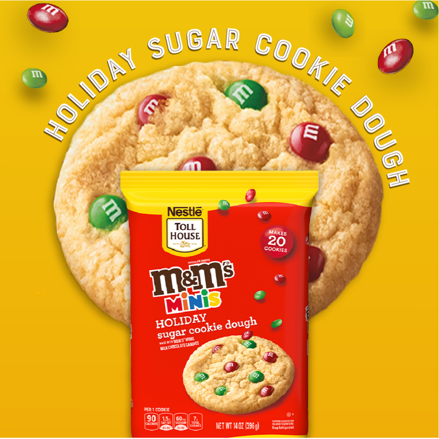 slide 8 of 8, Nestlé M&M'S Minis Holiday Refrigerated Sugar Cookie Dough 14 oz., 14 oz
