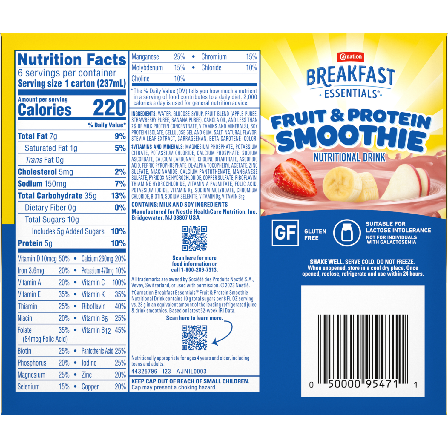 slide 2 of 6, Carnation Breakfast Essentials Strawberry Banana Nutritional Drink 6 - 8 fl oz Cartons, 6 ct