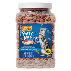 Friskies Purina Friskies Cat Treats, Party Mix Beachside Crunch - 20 oz. Canister