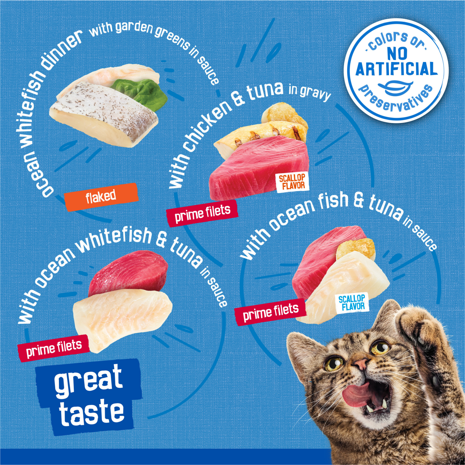 slide 4 of 8, Friskies Purina Friskies Wet Cat Food Variety Pack, Oceans of Delight Flaked and Prime Filets - (40) 5.5 oz. Cans, 40 ct