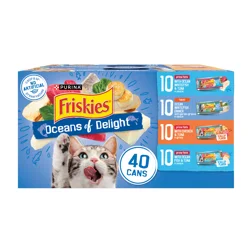 Friskies Purina Friskies Wet Cat Food Variety Pack, Oceans of Delight Flaked and Prime Filets - (40) 5.5 oz. Cans