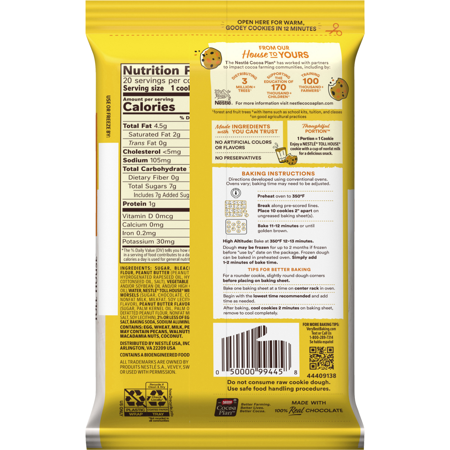 slide 2 of 6, Toll House Nestle Toll House Peanut Butter Chocolate Chip, Ready to Bake Cookie Dough, 14 oz