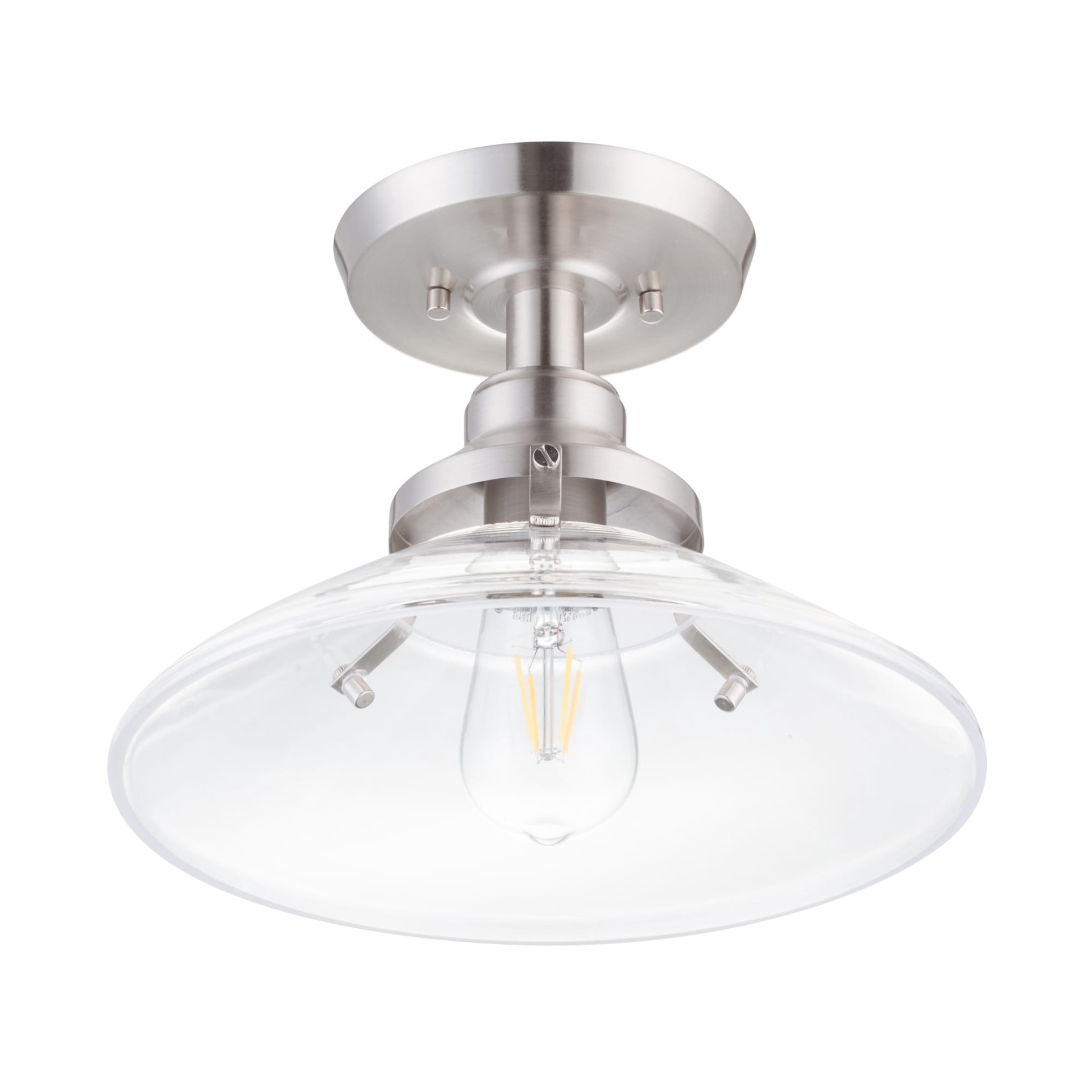 slide 2 of 6, allen + roth Barrett 1 -Light 11-in Brushed Nickel Semi Flush Mount Light, 1 ct