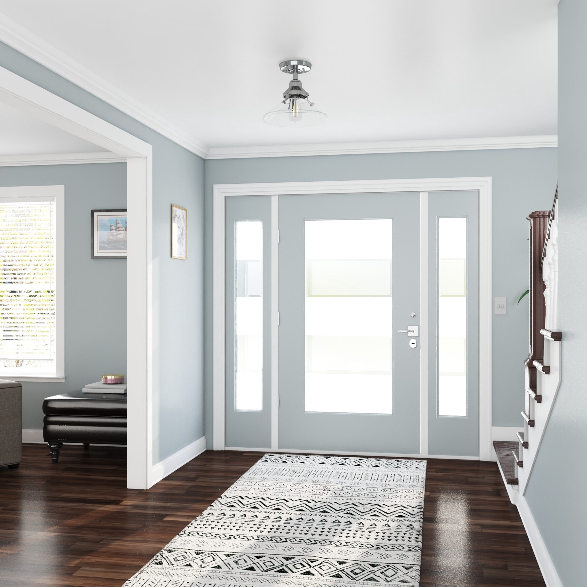 slide 4 of 6, allen + roth Barrett 1 -Light 11-in Brushed Nickel Semi Flush Mount Light, 1 ct