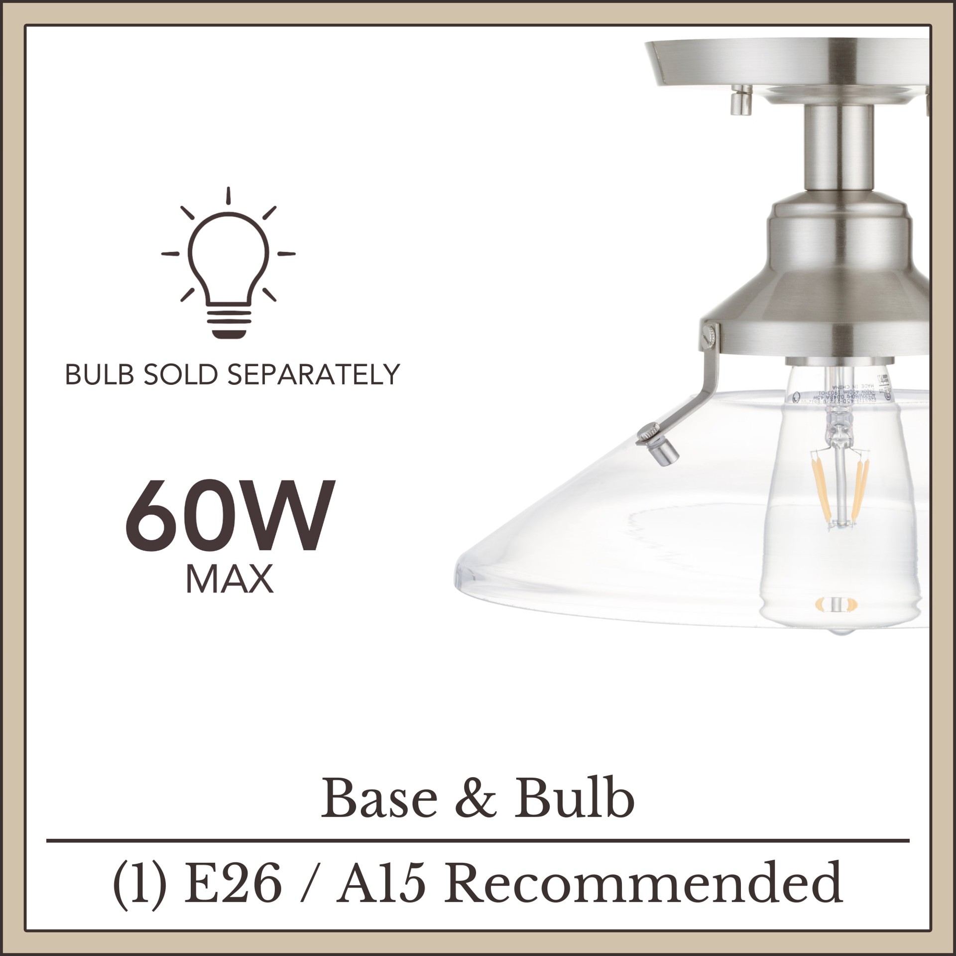 slide 5 of 6, allen + roth Barrett 1 -Light 11-in Brushed Nickel Semi Flush Mount Light, 1 ct