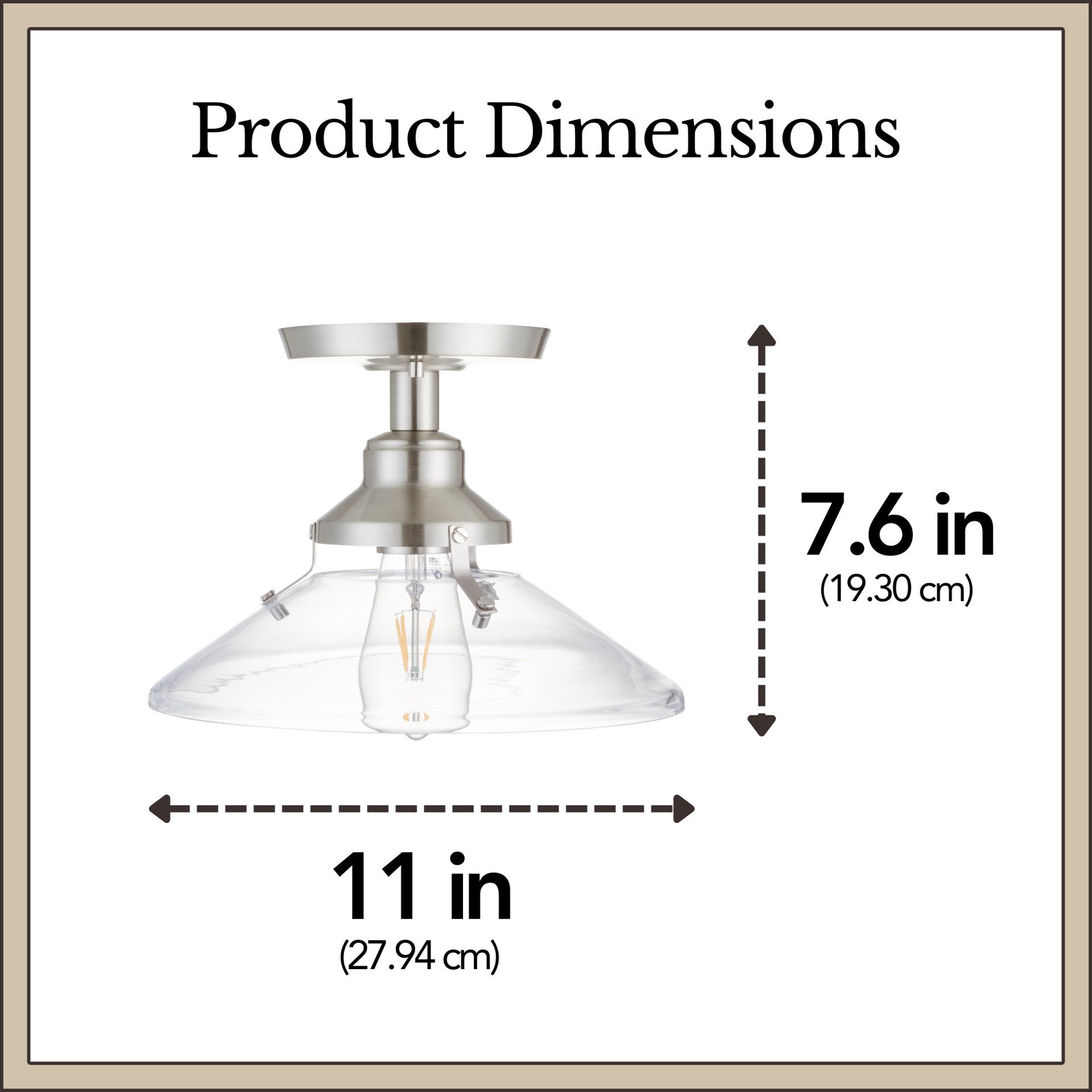 slide 6 of 6, allen + roth Barrett 1 -Light 11-in Brushed Nickel Semi Flush Mount Light, 1 ct