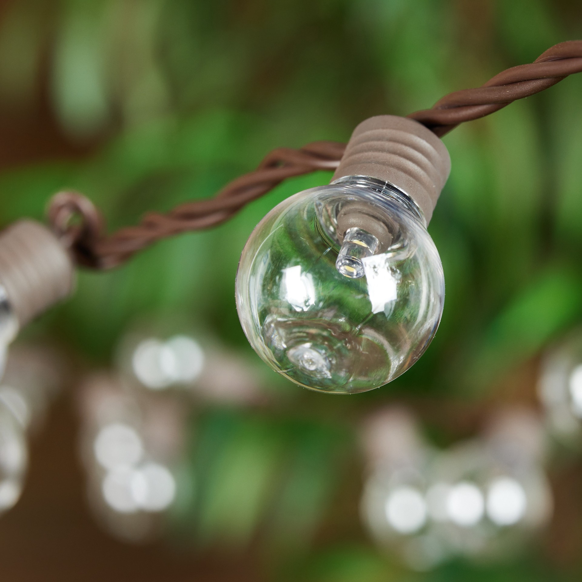 slide 2 of 6, allen + roth 34-ft Plug-in Brown Indoor/Outdoor String Light with 100 White -Light LED Globe Bulbs, 1 ct