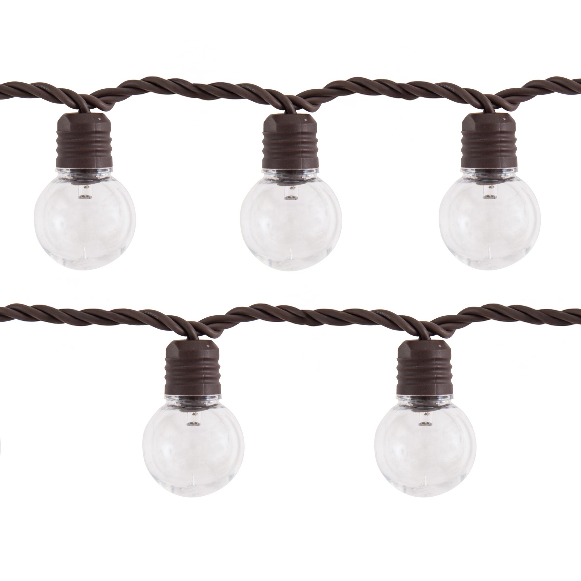 slide 1 of 6, allen + roth 34-ft Plug-in Brown Indoor/Outdoor String Light with 100 White -Light LED Globe Bulbs, 1 ct