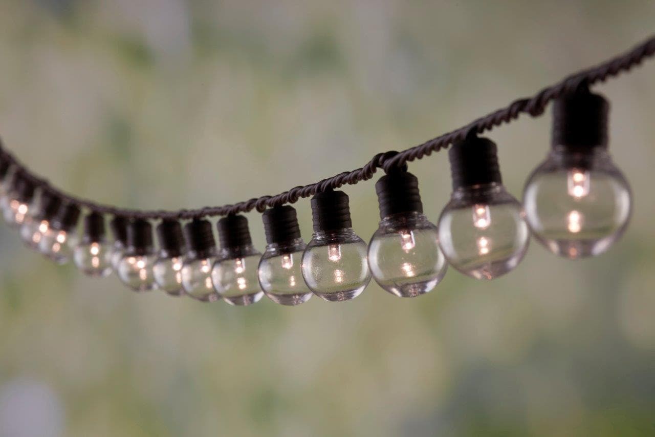 slide 5 of 6, allen + roth 34-ft Plug-in Brown Indoor/Outdoor String Light with 100 White -Light LED Globe Bulbs, 1 ct