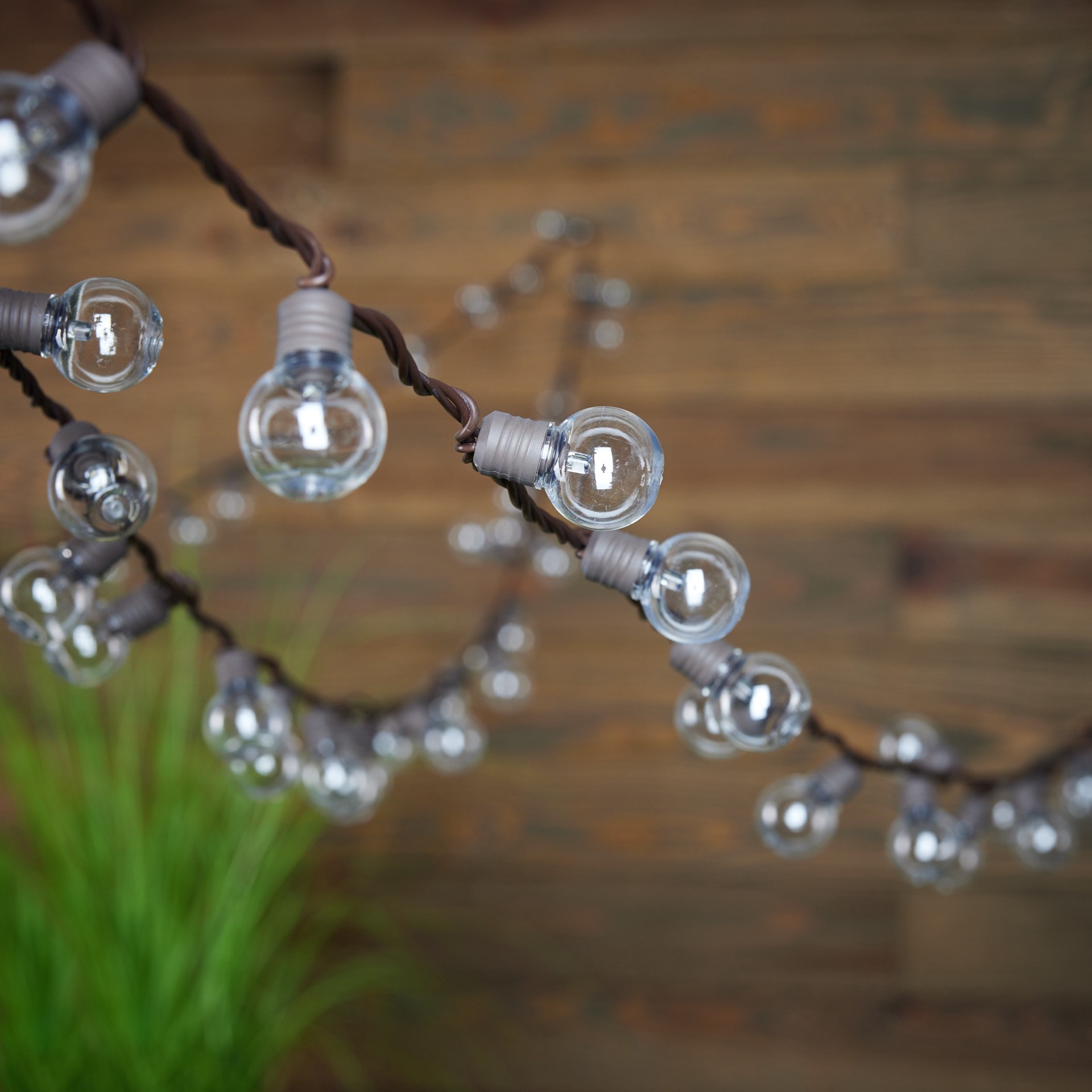 slide 6 of 6, allen + roth 34-ft Plug-in Brown Indoor/Outdoor String Light with 100 White -Light LED Globe Bulbs, 1 ct