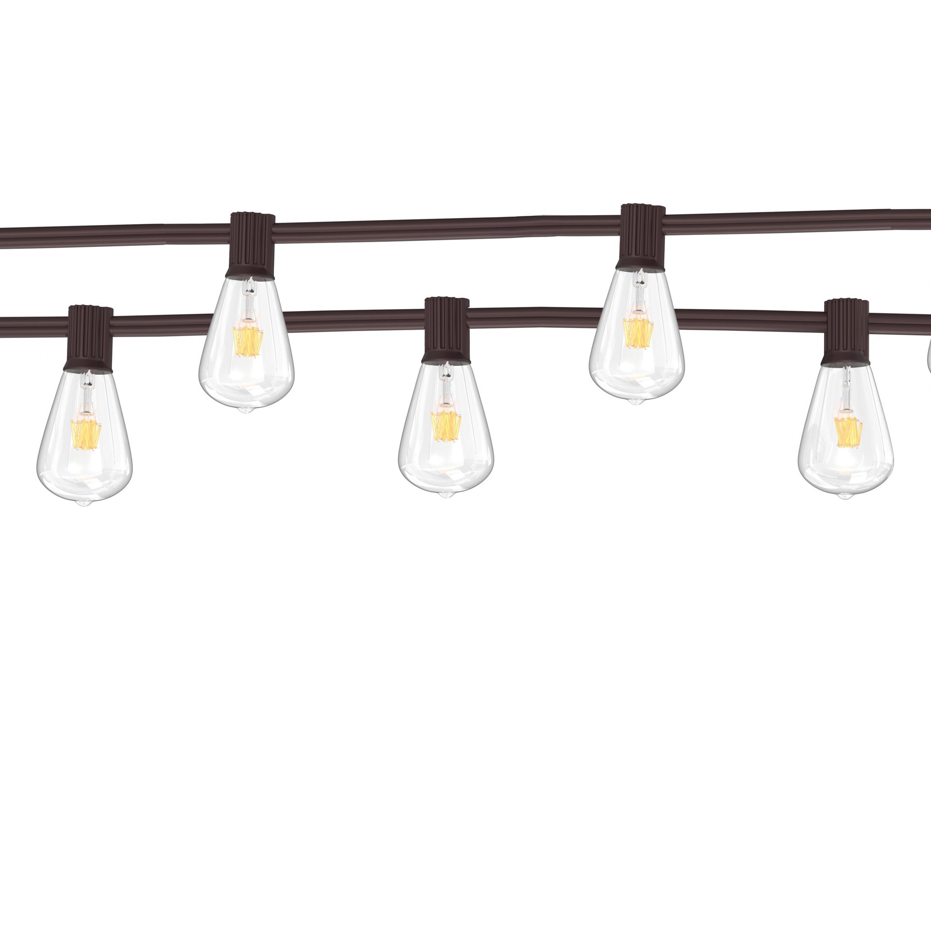 slide 1 of 6, allen + roth 33-ft Plug-in Brown Outdoor String Light with 30 White -Light Incandescent Edison Bulbs, 1 ct