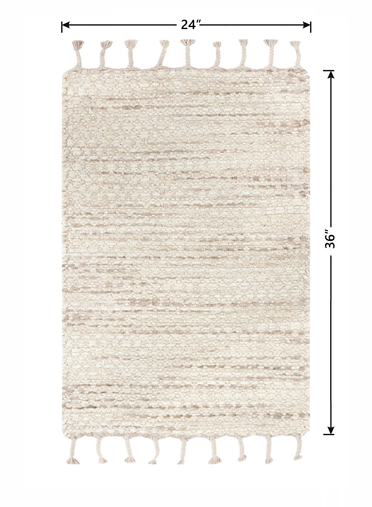 slide 6 of 6, allen + roth Selena 2 x 3 (ft) Loomed Natural-Linen Rectangular Indoor Farmhouse/Cottage Throw rug 2, 1 ct