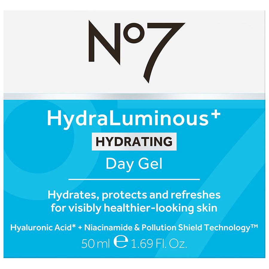 slide 4 of 5, No7 HydraLuminous+ Day Gel, 1.69 fl oz