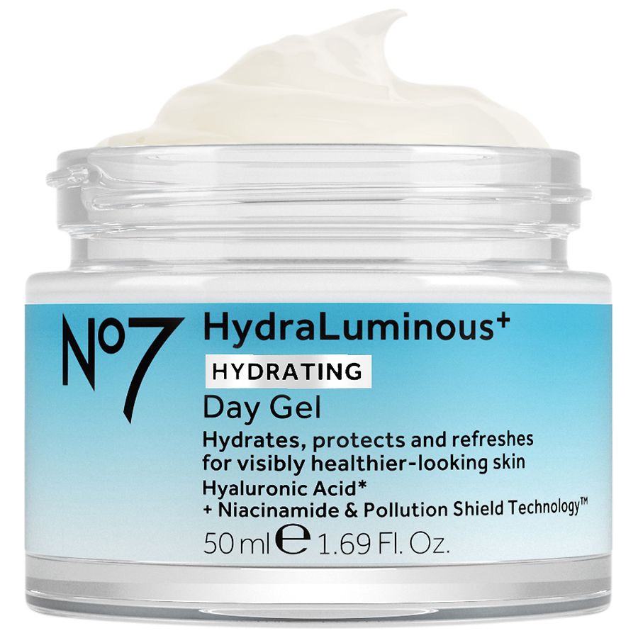 slide 2 of 5, No7 HydraLuminous+ Day Gel, 1.69 fl oz
