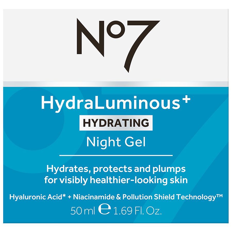 slide 2 of 5, No7 HydraLuminous+ Night Gel Cream, 1.69 fl oz