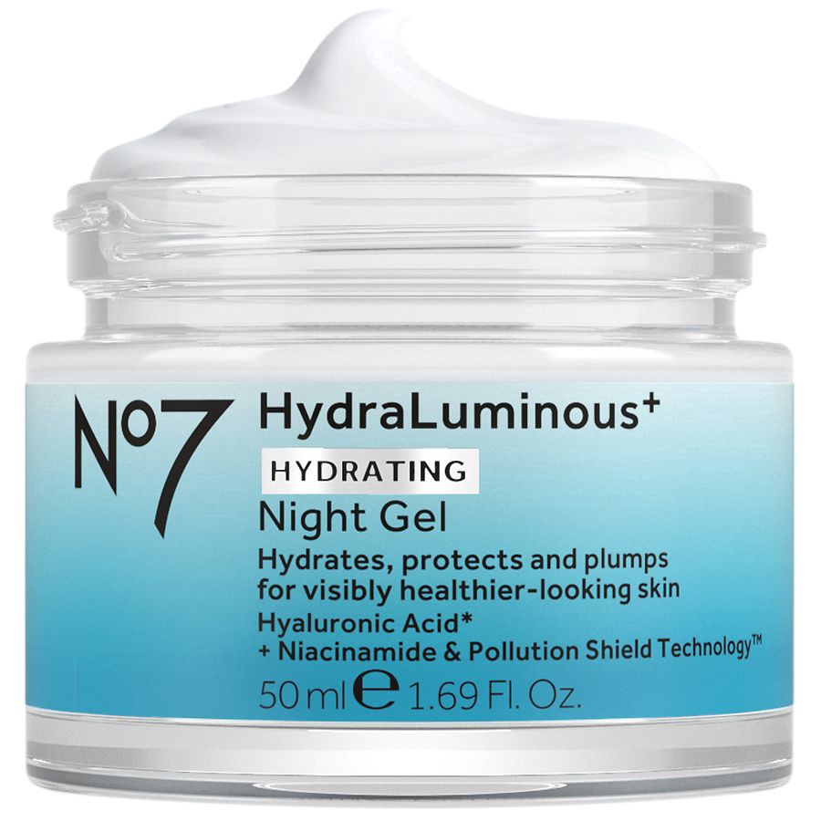 slide 3 of 5, No7 HydraLuminous+ Night Gel Cream, 1.69 fl oz