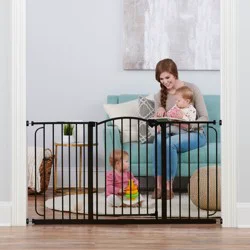 Regalo Home Accents Super Wide Safety Gate 58-in x 30-in Pressure Mounted Bronze Metal Safety Gate