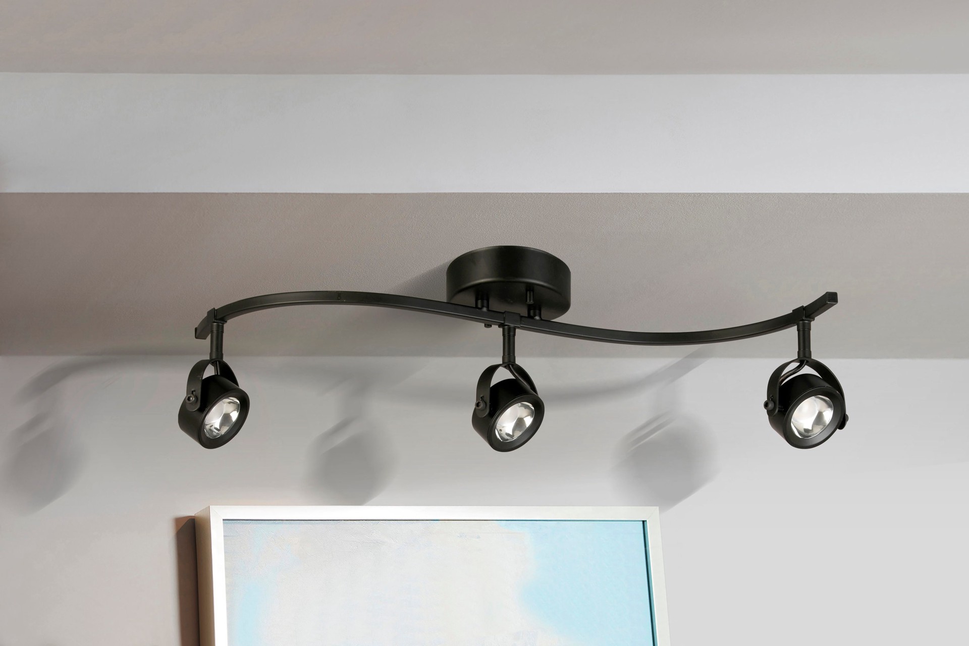 slide 2 of 6, allen + roth Memphis 27-in 3 -Light Black dimmable Integrated Traditional Track Bar, 1 ct