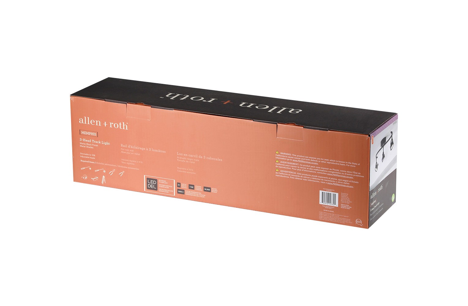 slide 6 of 6, allen + roth Memphis 27-in 3 -Light Black dimmable Integrated Traditional Track Bar, 1 ct