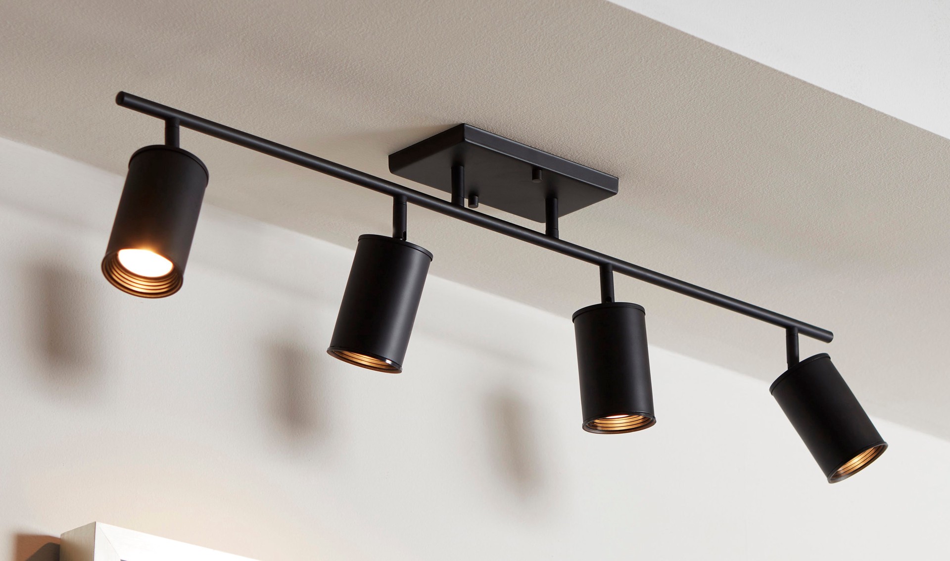 slide 2 of 6, allen + roth Mason 36-in 4 -Light Matte black dimmable GU10 pin base Traditional Track Bar, 1 ct