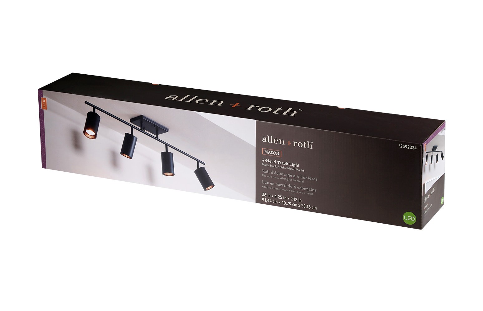 slide 6 of 6, allen + roth Mason 36-in 4 -Light Matte black dimmable GU10 pin base Traditional Track Bar, 1 ct