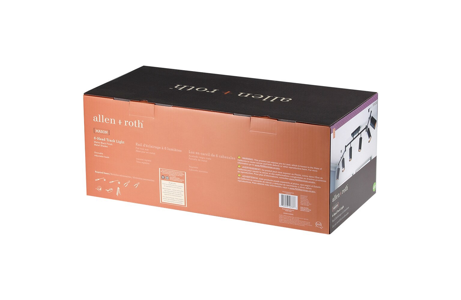 slide 6 of 6, allen + roth Mason 57.25-in 6 -Light Matte black dimmable GU10 pin base Traditional Track Bar, 1 ct