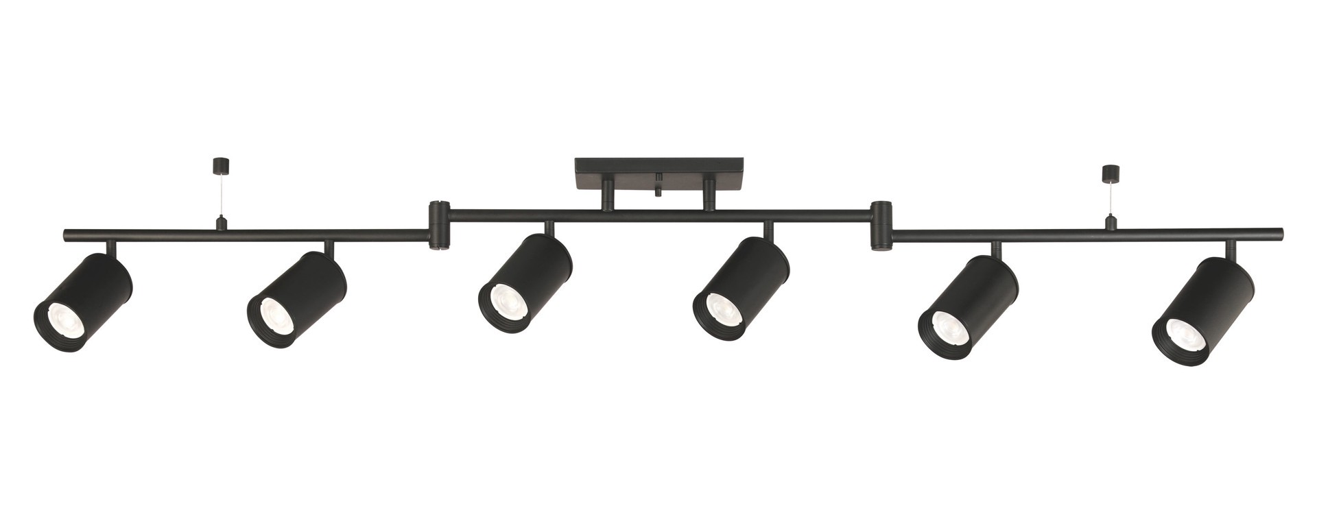slide 1 of 6, allen + roth Mason 57.25-in 6 -Light Matte black dimmable GU10 pin base Traditional Track Bar, 1 ct